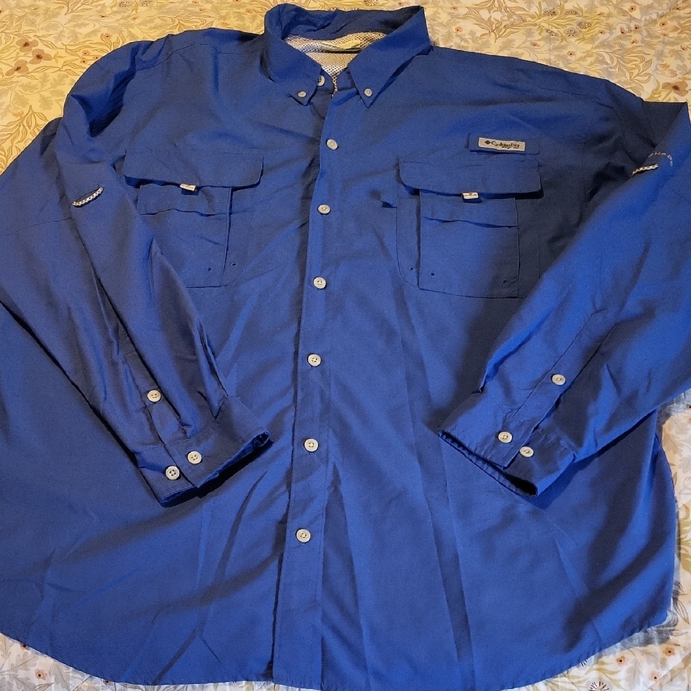 Columbia PFG Bahama Men's Blue Button Down Shirt